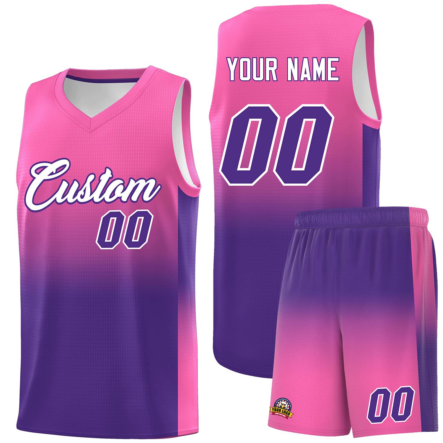 Custom Pink Purple Gradient Fashion Sets Sports Uniform Basketball Jersey