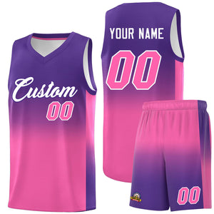 Custom Purple Pink Gradient Fashion Sets Sports Uniform Basketball Jersey