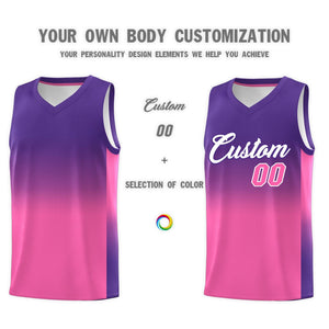 Custom Purple Pink Gradient Fashion Sets Sports Uniform Basketball Jersey