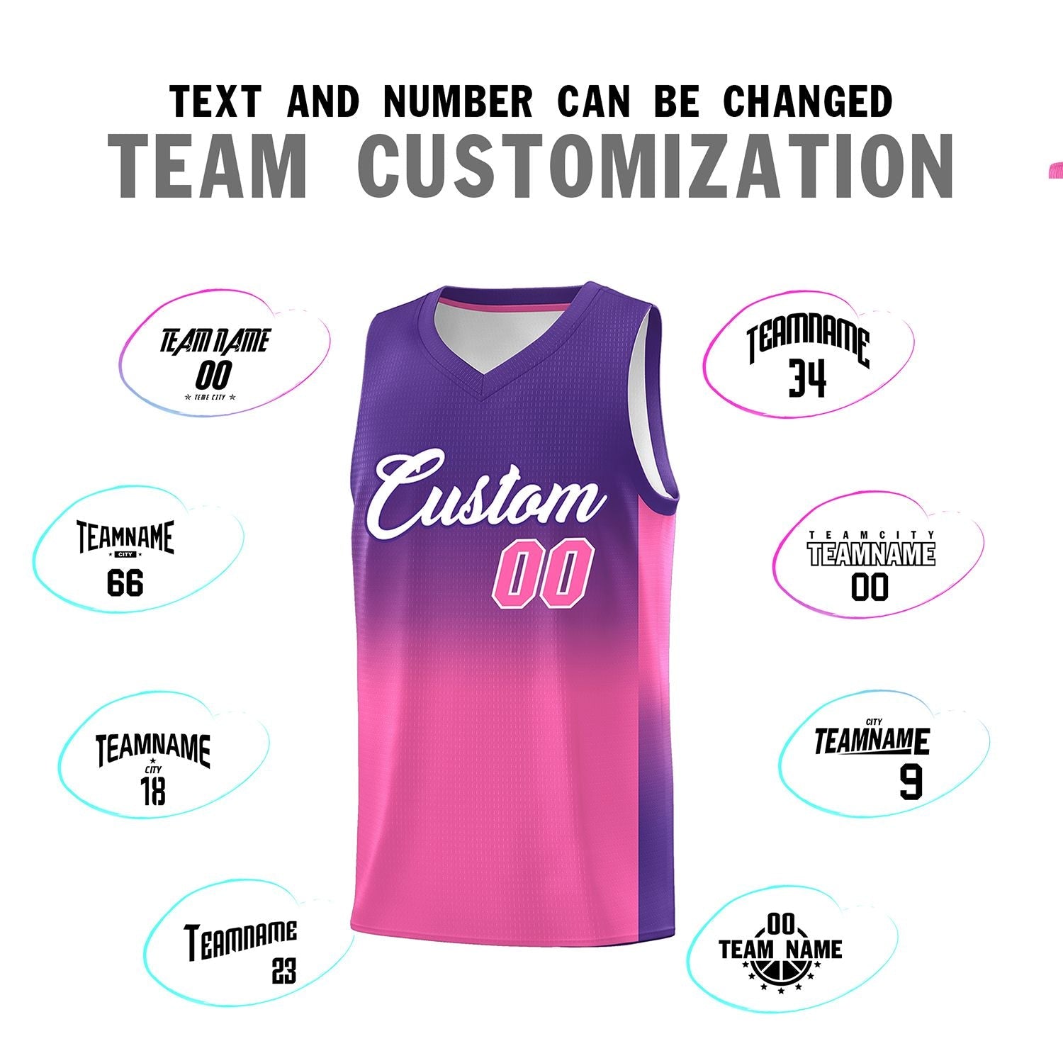 Custom Purple Pink Gradient Fashion Sets Sports Uniform Basketball Jersey