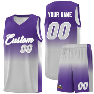 Custom Purple Gray Gradient Fashion Sets Sports Uniform Basketball Jersey