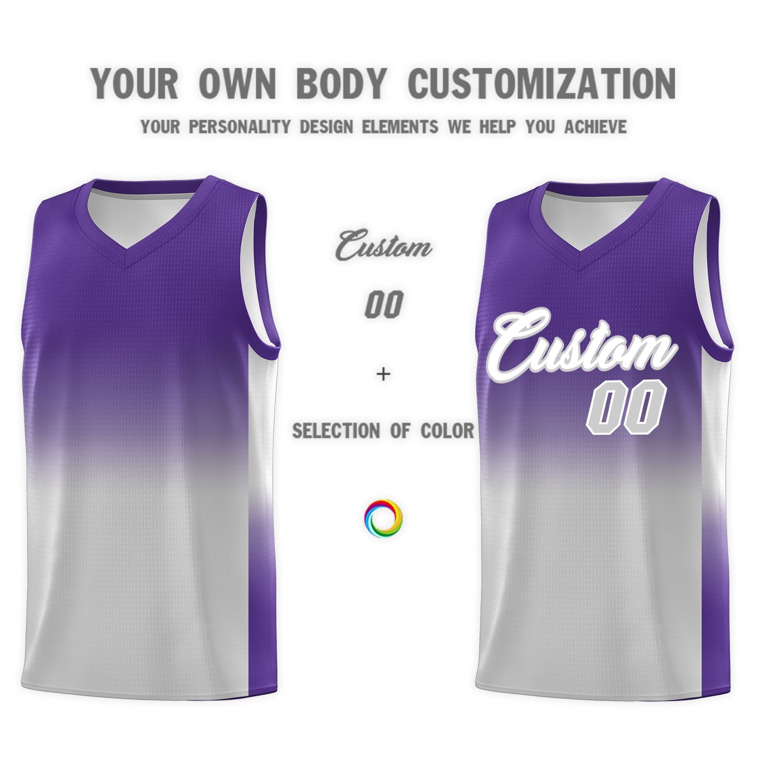 Custom Purple Gray Gradient Fashion Sets Sports Uniform Basketball Jersey