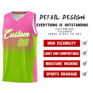 Custom Pink Neon Green Gradient Fashion Sets Sports Uniform Basketball Jersey