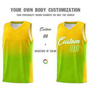 Custom Gold Neon Green Gradient Fashion Sets Sports Uniform Basketball Jersey