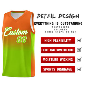 Custom Orange Neon Green Gradient Fashion Sets Sports Uniform Basketball Jersey