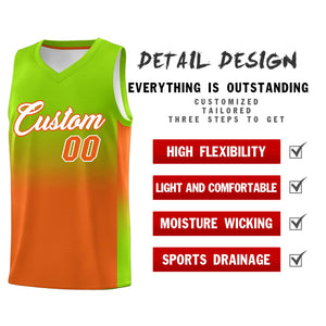 Custom Neon Green Orange Gradient Fashion Sets Sports Uniform Basketball Jersey