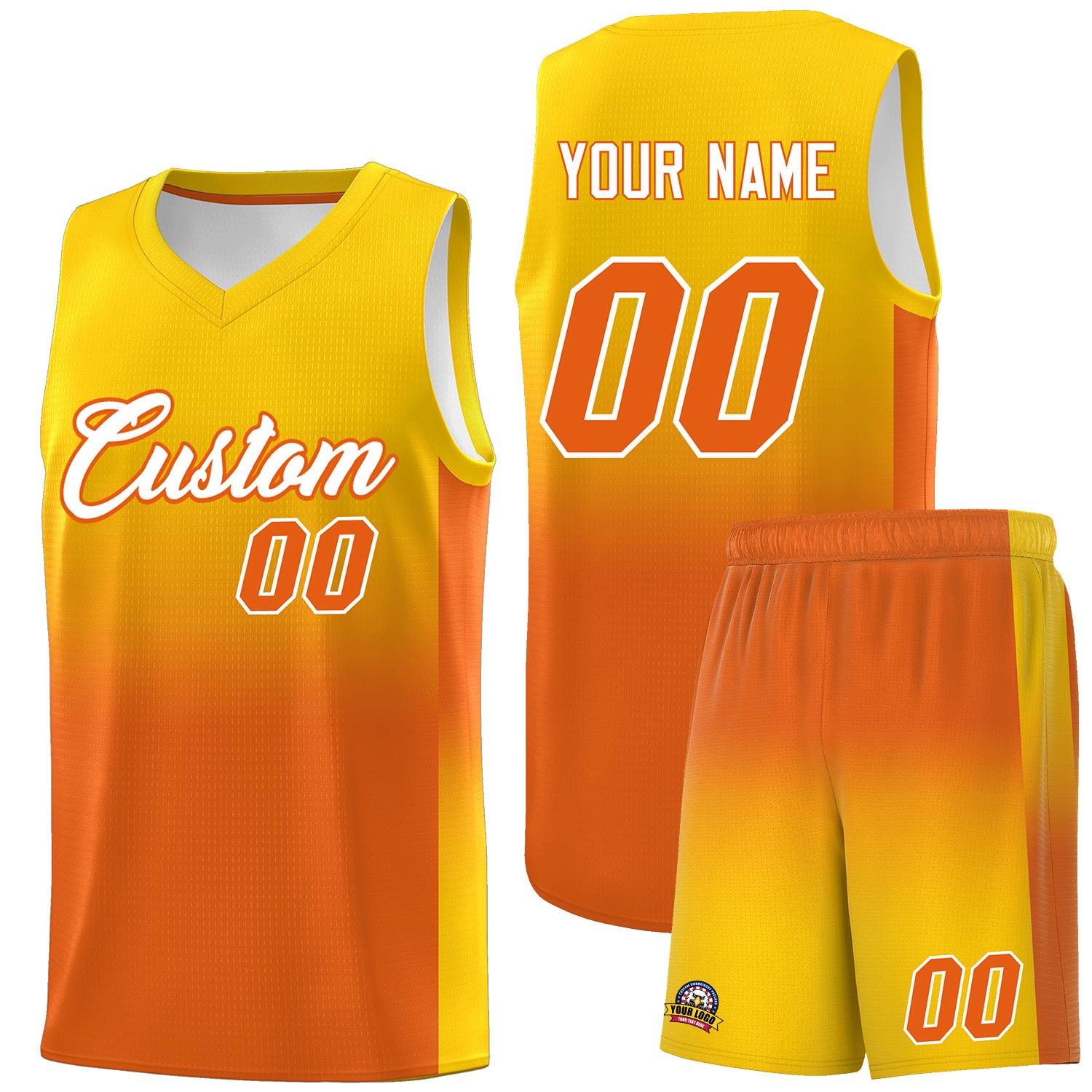 Custom Gold Orange Gradient Fashion Sets Sports Uniform Basketball Jersey