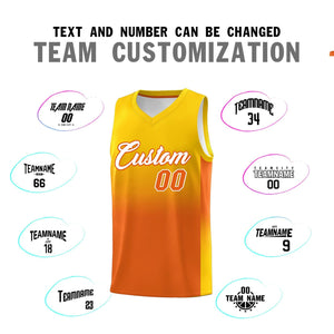 Custom Gold Orange Gradient Fashion Sets Sports Uniform Basketball Jersey