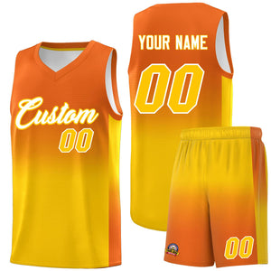 Custom Orange Gold Gradient Fashion Sets Sports Uniform Basketball Jersey