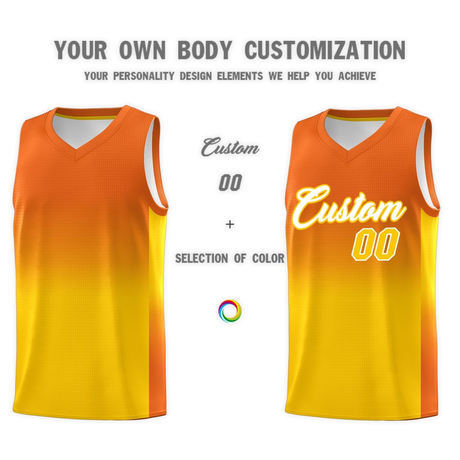 Custom Orange Gold Gradient Fashion Sets Sports Uniform Basketball Jersey