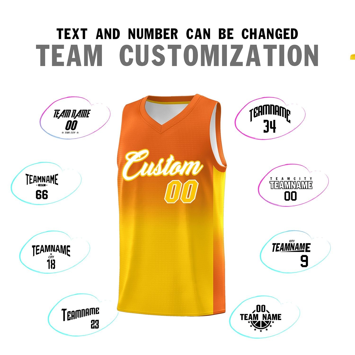 Custom Orange Gold Gradient Fashion Sets Sports Uniform Basketball Jersey