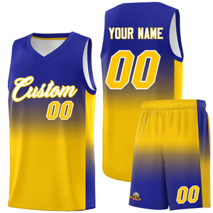 Custom Royal Gold Gradient Fashion Sets Sports Uniform Basketball Jersey