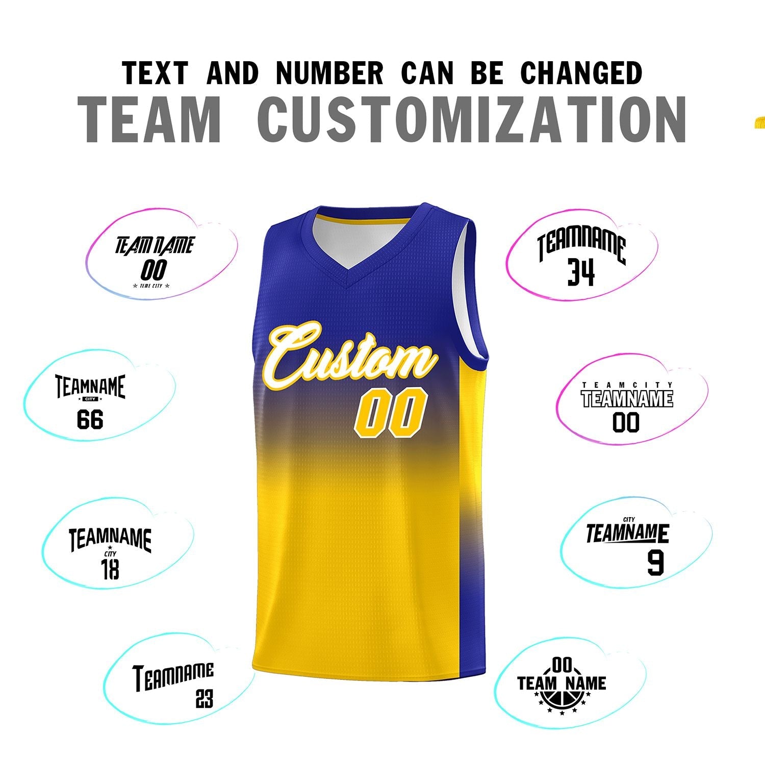 Custom Royal Gold Gradient Fashion Sets Sports Uniform Basketball Jersey