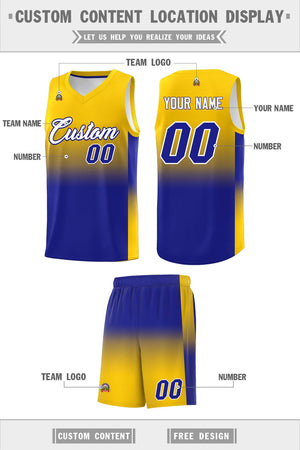 Custom Gold Royal Gradient Fashion Sets Sports Uniform Basketball Jersey