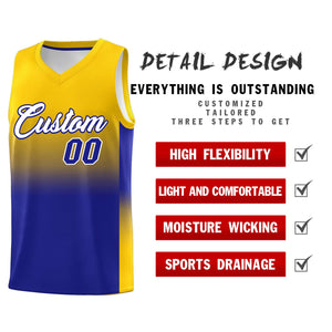 Custom Gold Royal Gradient Fashion Sets Sports Uniform Basketball Jersey