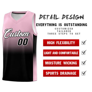 Custom Light Pink Black Gradient Fashion Sets Sports Uniform Basketball Jersey