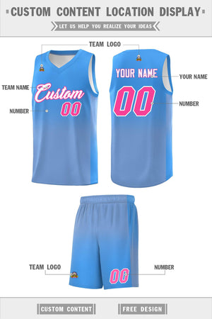 Custom Powder Blue Light Blue Gradient Fashion Sets Sports Uniform Basketball Jersey