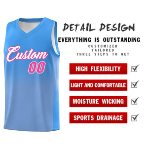 Custom Powder Blue Light Blue Gradient Fashion Sets Sports Uniform Basketball Jersey