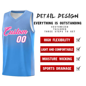 Custom Light Blue Powder Blue Gradient Fashion Sets Sports Uniform Basketball Jersey