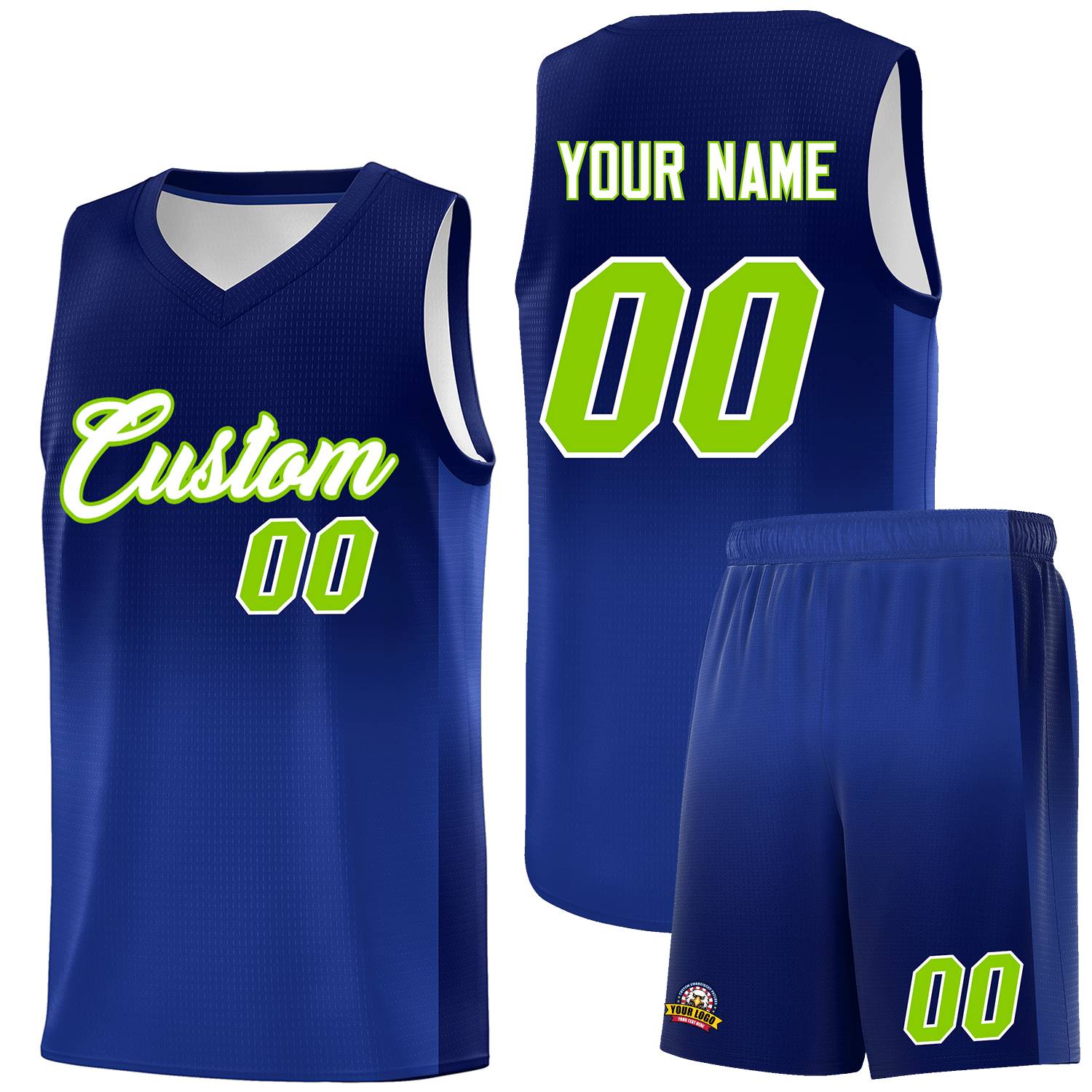 Custom Navy Royal Gradient Fashion Sets Sports Uniform Basketball Jersey