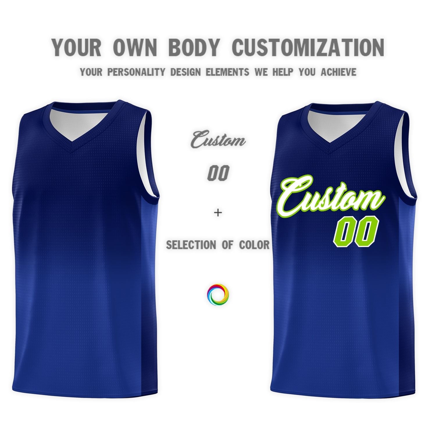 Custom Navy Royal Gradient Fashion Sets Sports Uniform Basketball Jersey