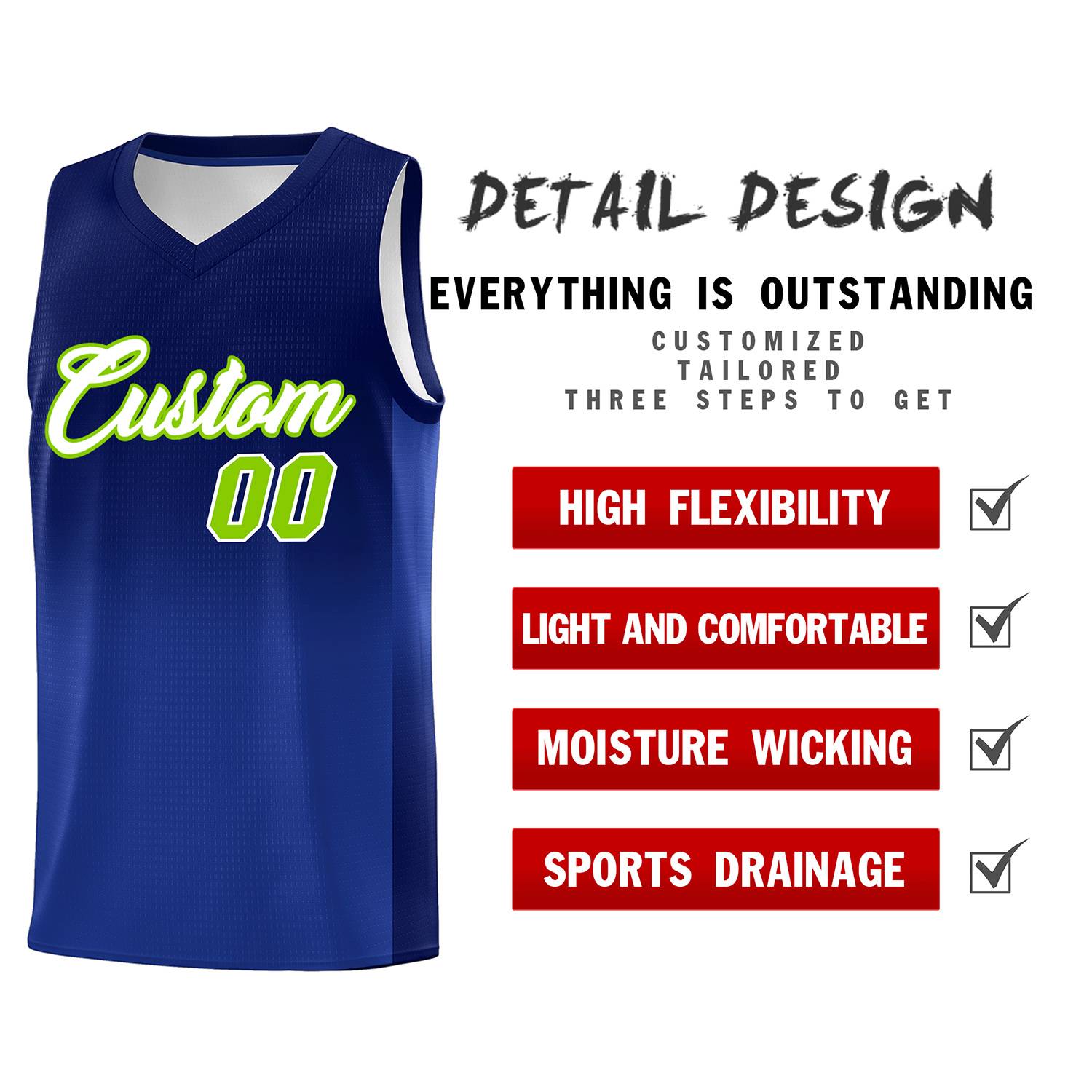 Custom Navy Royal Gradient Fashion Sets Sports Uniform Basketball Jersey