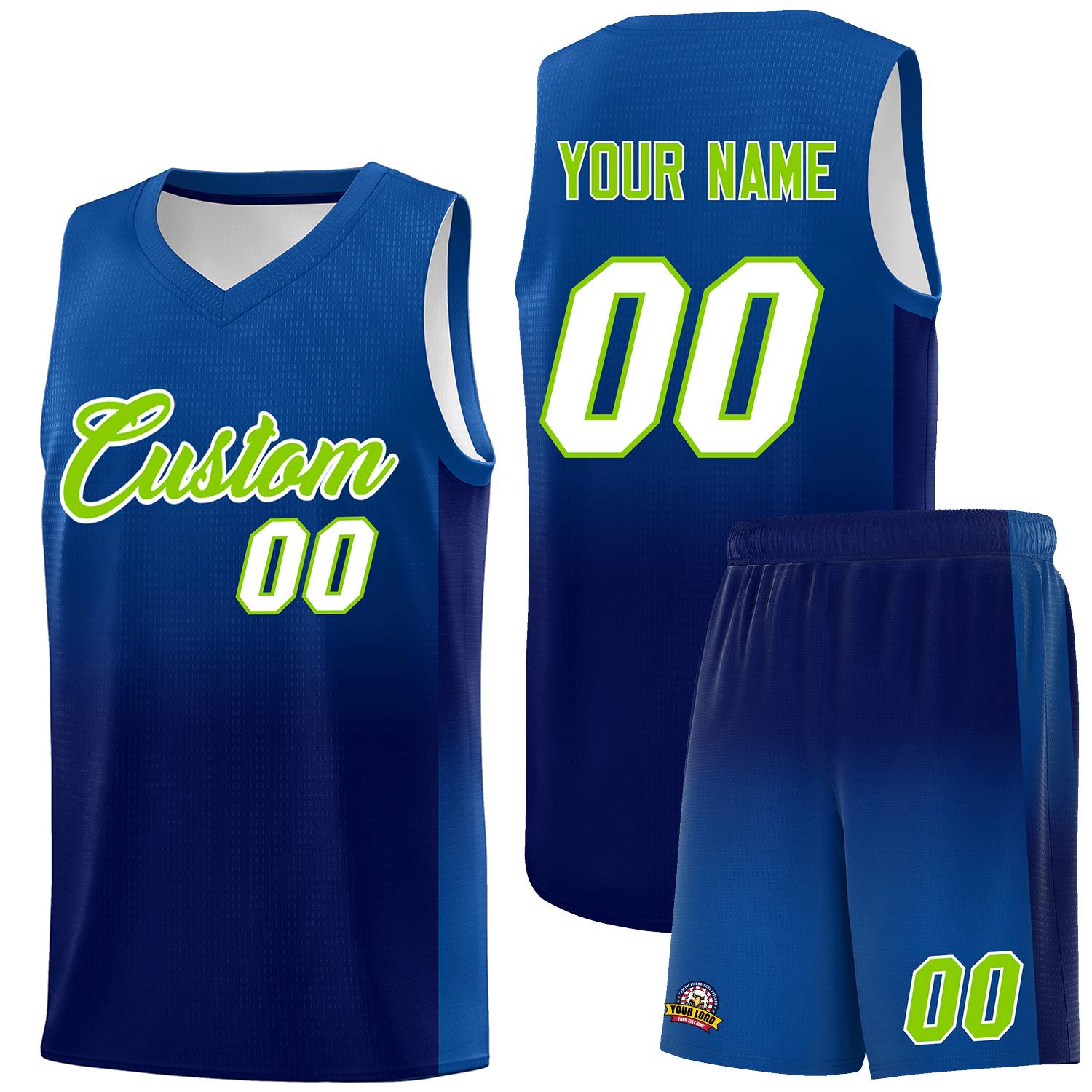 Custom Royal Navy Gradient Fashion Sets Sports Uniform Basketball Jersey