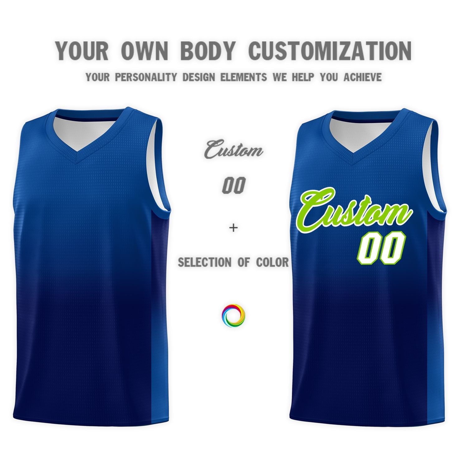 Custom Royal Navy Gradient Fashion Sets Sports Uniform Basketball Jersey