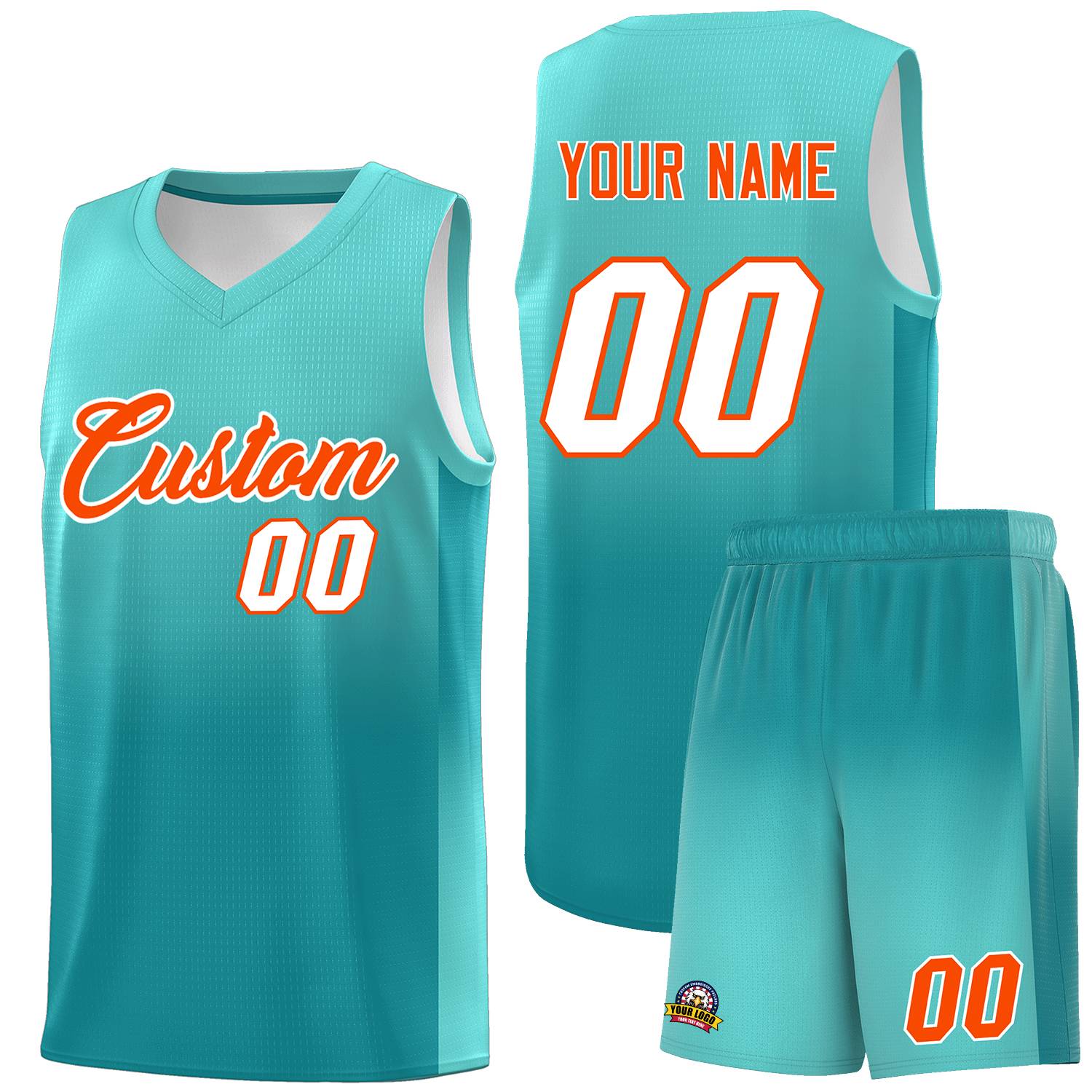 Custom Bright Green Aqua Gradient Fashion Sets Sports Uniform Basketball Jersey