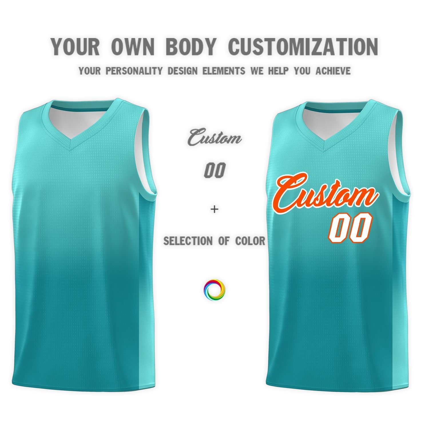 Custom Bright Green Aqua Gradient Fashion Sets Sports Uniform Basketball Jersey