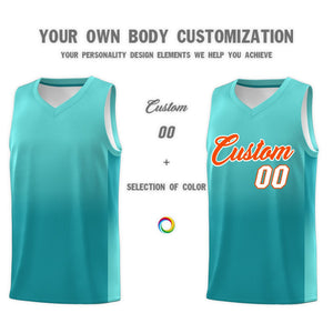 Custom Bright Green Aqua Gradient Fashion Sets Sports Uniform Basketball Jersey