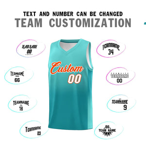 Custom Bright Green Aqua Gradient Fashion Sets Sports Uniform Basketball Jersey