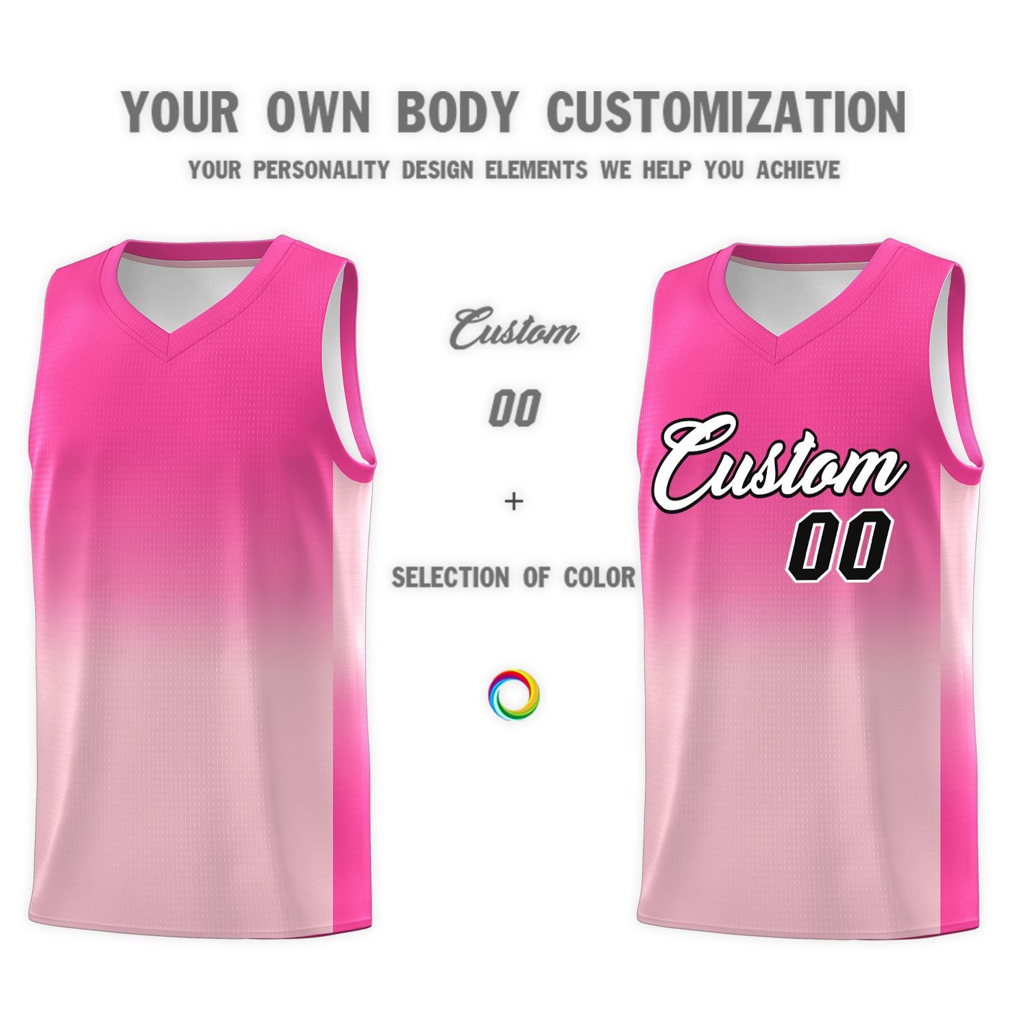 Custom Pink Light Pink Gradient Fashion Sets Sports Uniform Basketball Jersey