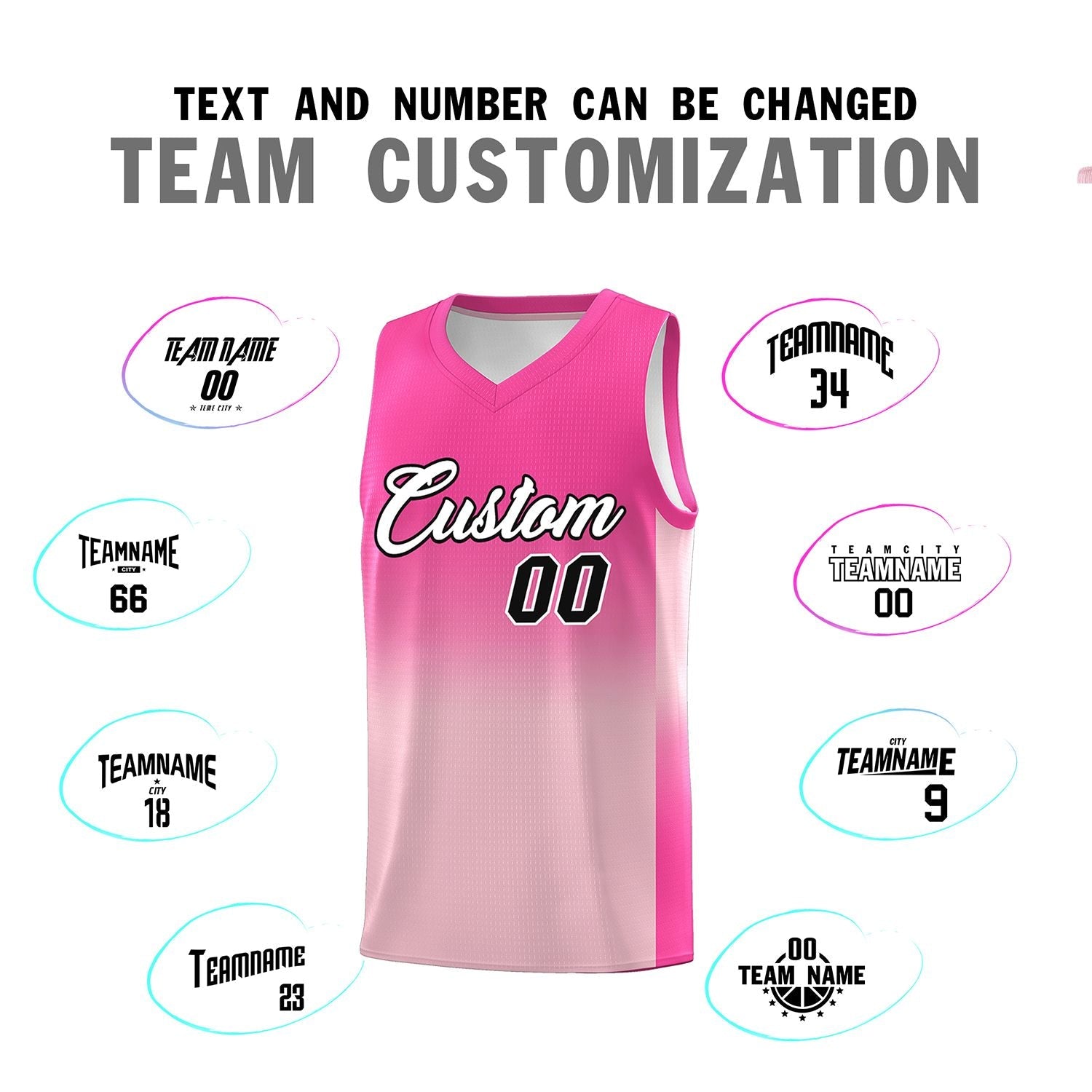 Custom Pink Light Pink Gradient Fashion Sets Sports Uniform Basketball Jersey