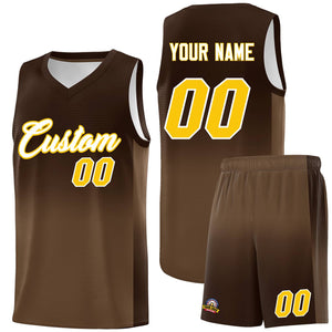 Custom Brown Light Brown Gradient Fashion Sets Sports Uniform Basketball Jersey