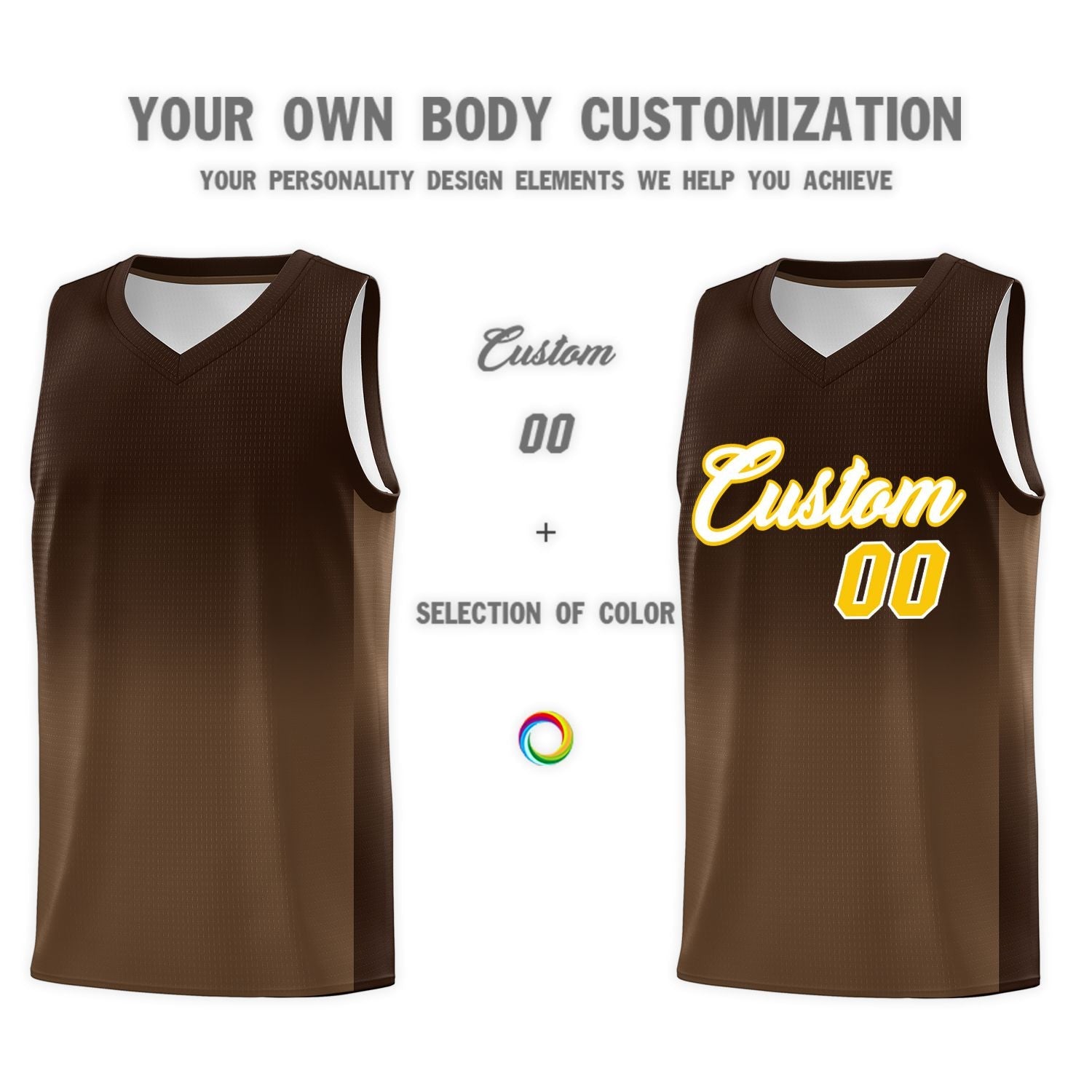 Custom Brown Light Brown Gradient Fashion Sets Sports Uniform Basketball Jersey