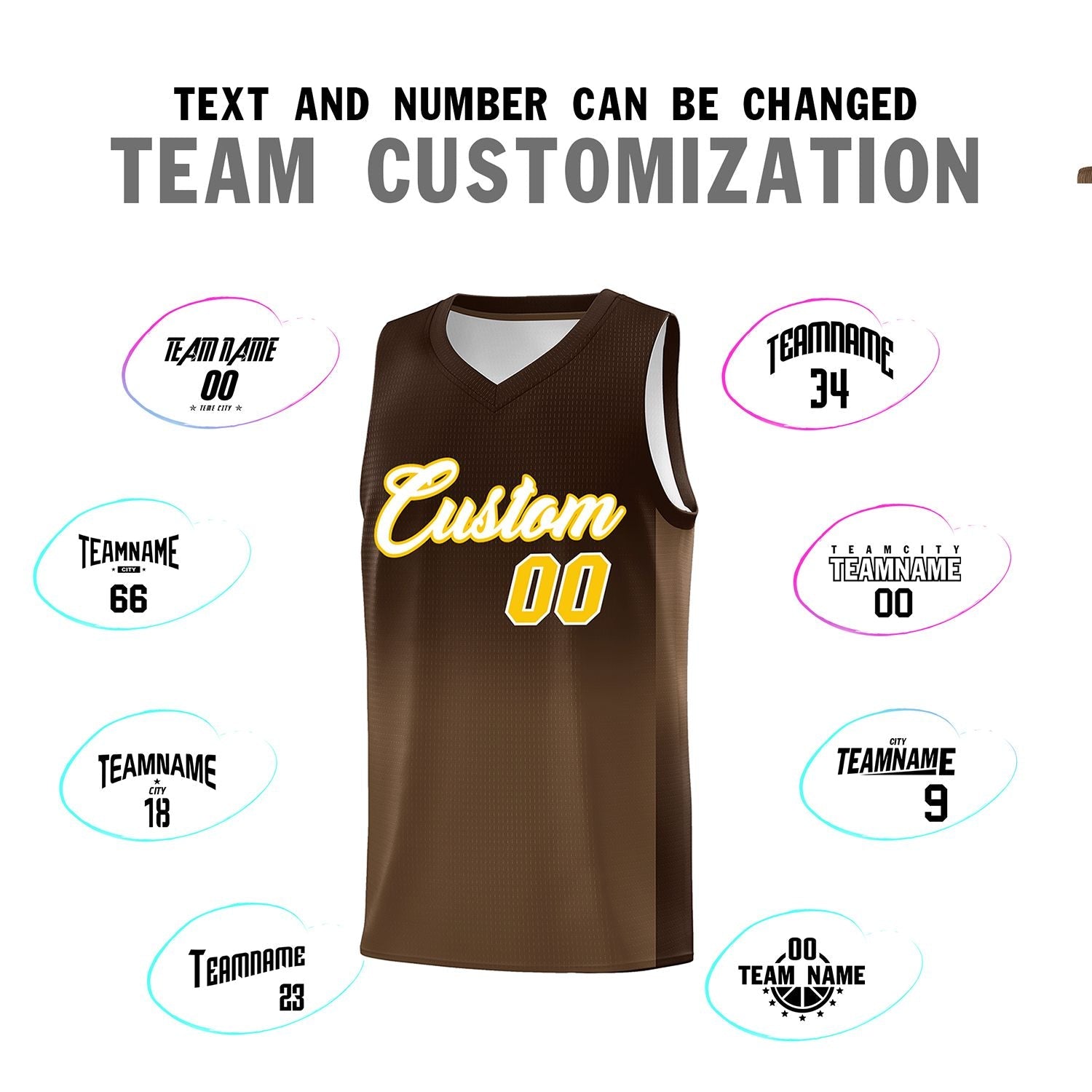 Custom Brown Light Brown Gradient Fashion Sets Sports Uniform Basketball Jersey