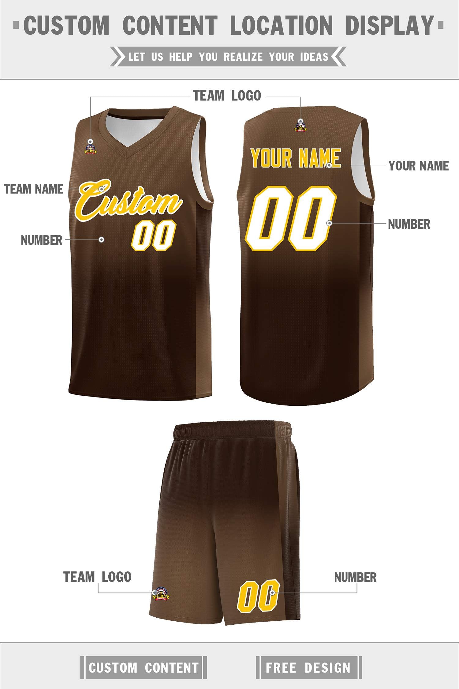 Custom Light Brown Brown Gradient Fashion Sets Sports Uniform Basketball Jersey