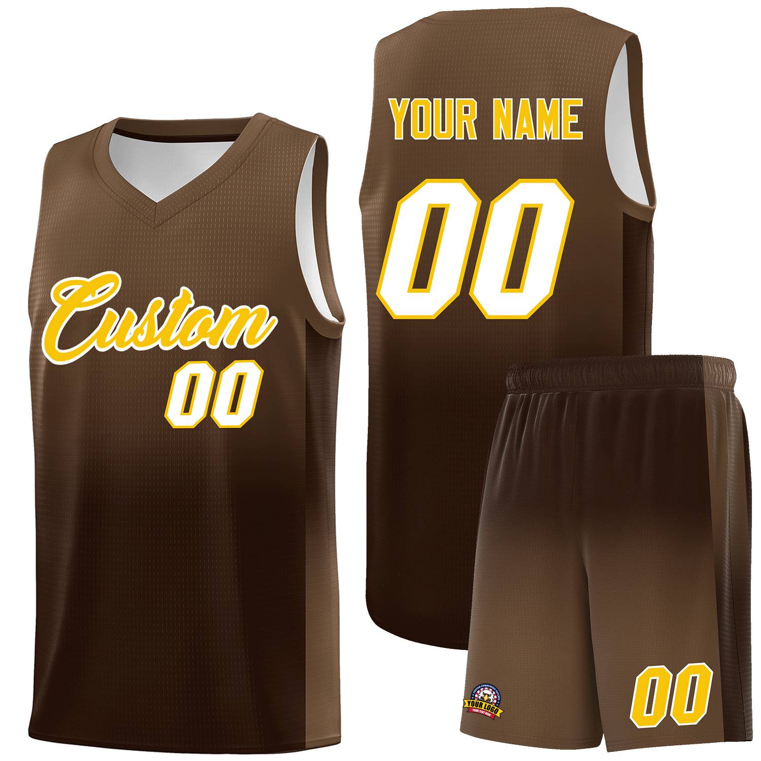 Custom Light Brown Brown Gradient Fashion Sets Sports Uniform Basketball Jersey