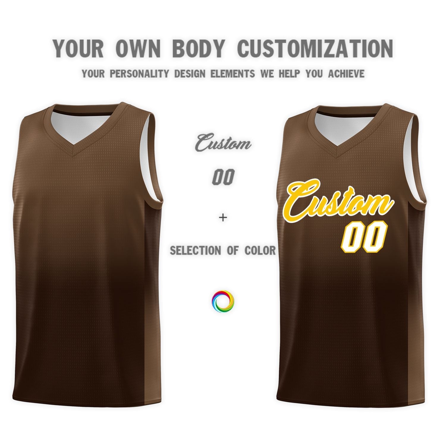 Custom Light Brown Brown Gradient Fashion Sets Sports Uniform Basketball Jersey