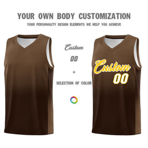 Custom Light Brown Brown Gradient Fashion Sets Sports Uniform Basketball Jersey