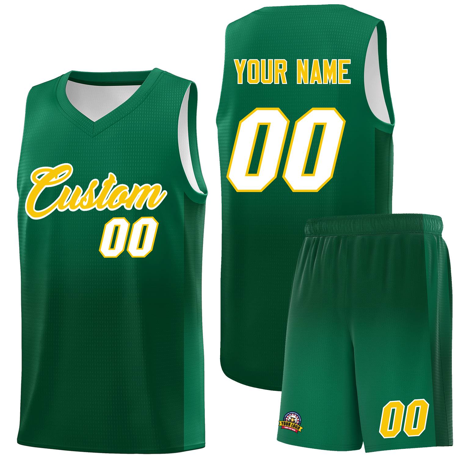 Custom Kelly Green Green Gradient Fashion Sets Sports Uniform Basketball Jersey