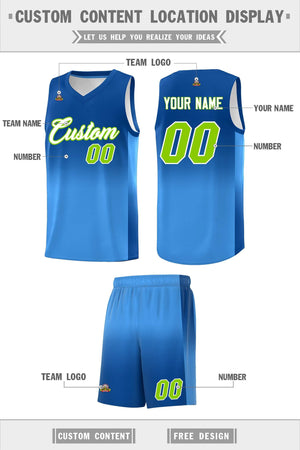 Custom Royal Powder Blue Gradient Fashion Sets Sports Uniform Basketball Jersey