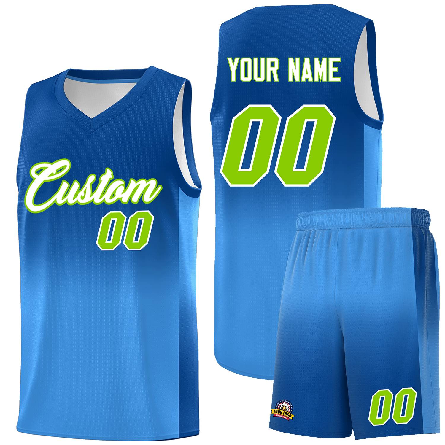 Custom Royal Powder Blue Gradient Fashion Sets Sports Uniform Basketball Jersey