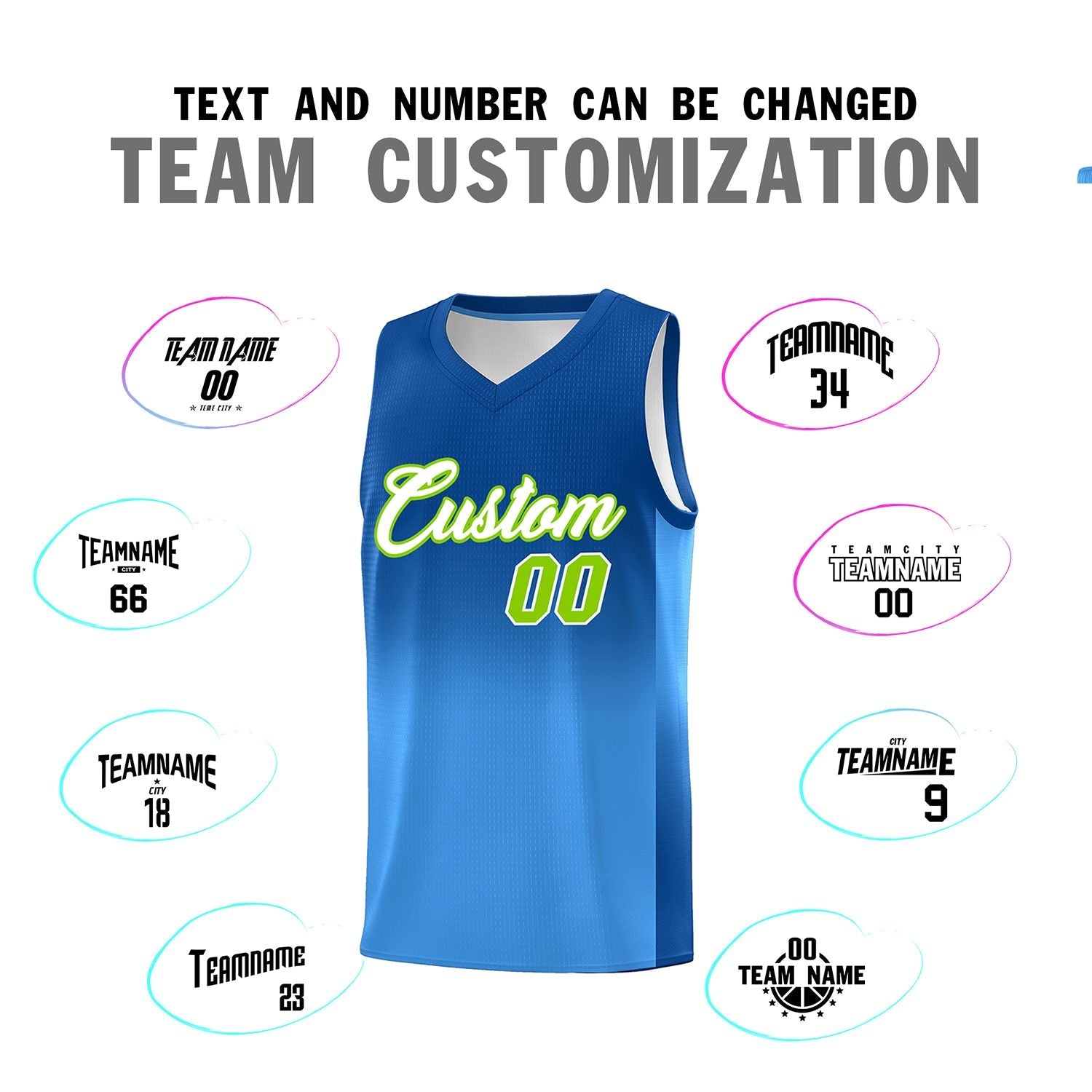 Custom Royal Powder Blue Gradient Fashion Sets Sports Uniform Basketball Jersey