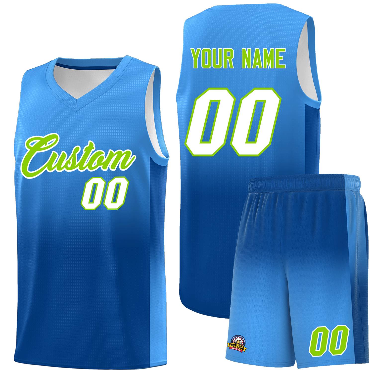 Custom Powder Blue Royal Gradient Fashion Sets Sports Uniform Basketball Jersey