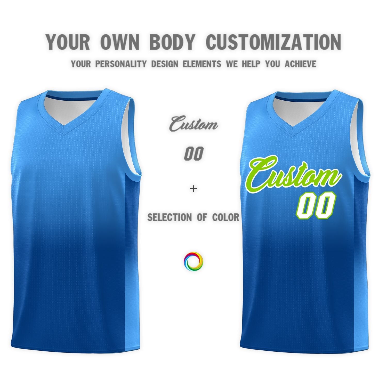 Custom Powder Blue Royal Gradient Fashion Sets Sports Uniform Basketball Jersey