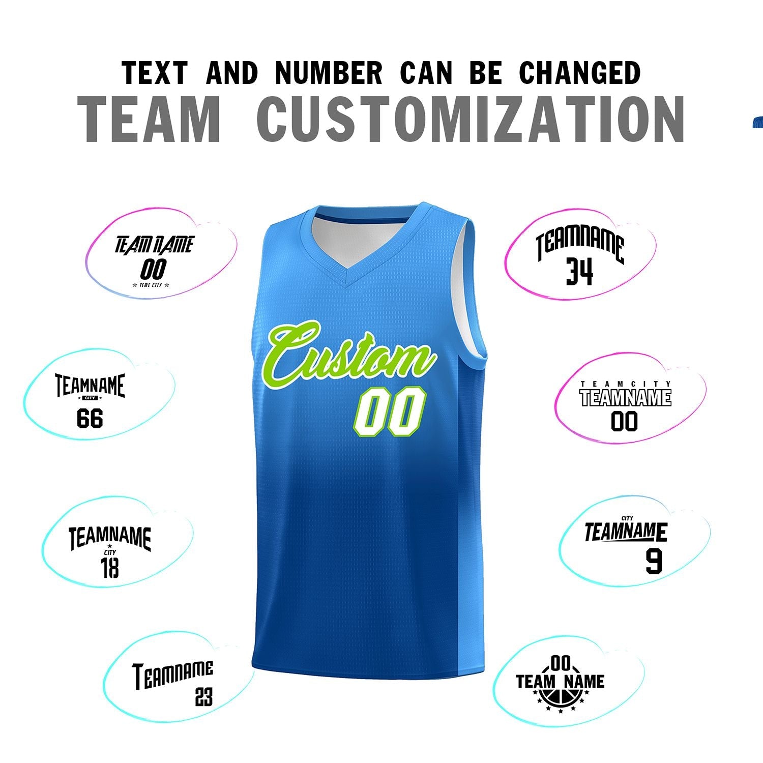 Custom Powder Blue Royal Gradient Fashion Sets Sports Uniform Basketball Jersey