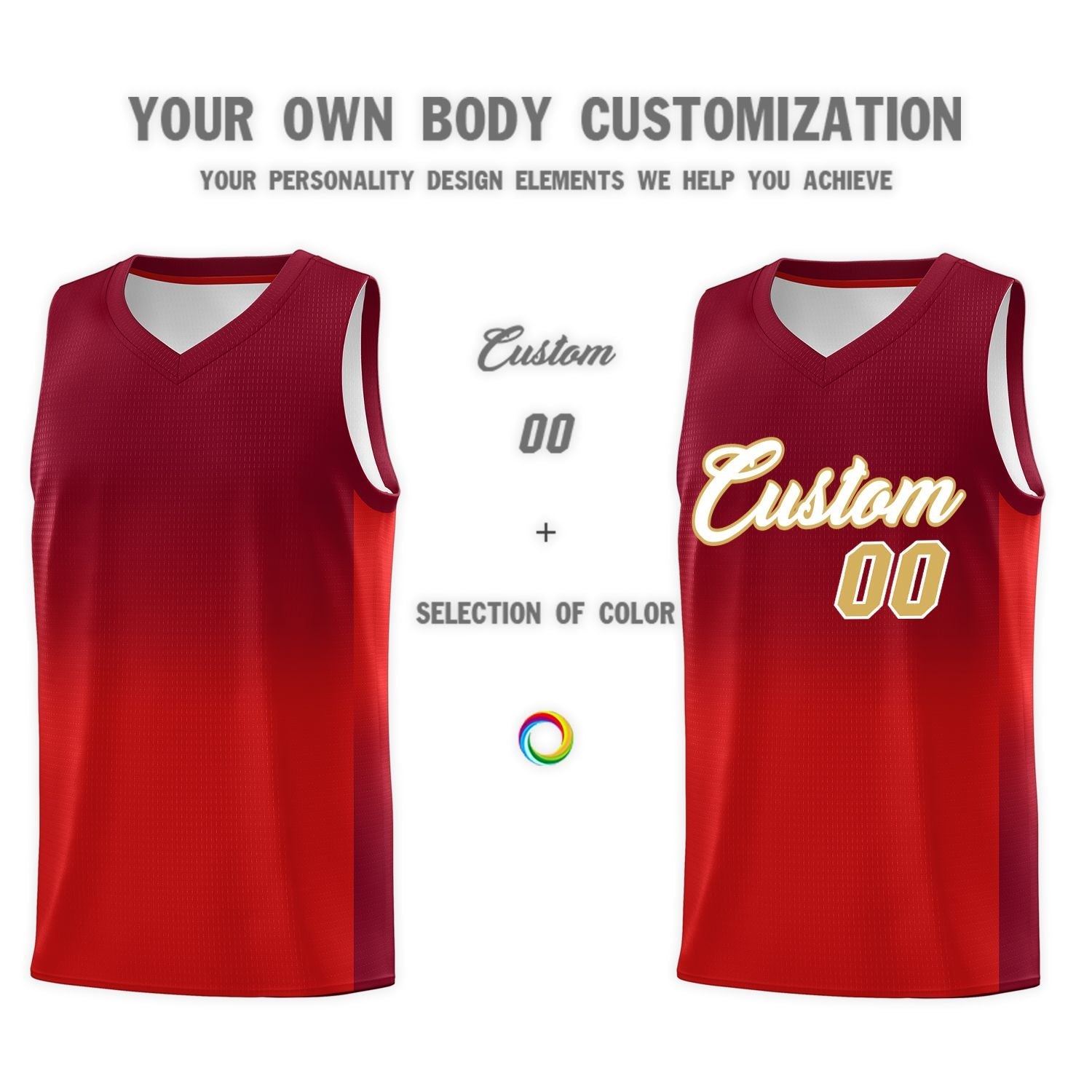 Custom Crimson Red Gradient Fashion Sets Sports Uniform Basketball Jersey