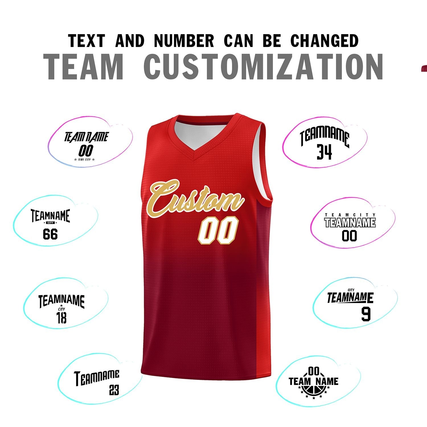 Custom Red Crimson Gradient Fashion Sets Sports Uniform Basketball Jersey